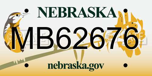 MB62676 Nebraska License Plate