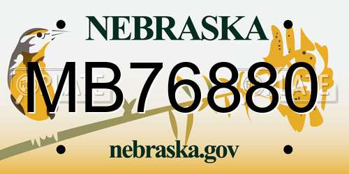 MB76880 Nebraska License Plate