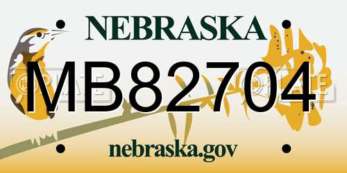 MB82704 Nebraska License Plate