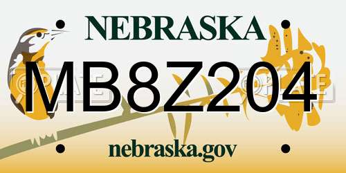 MB8Z204 Nebraska License Plate