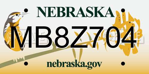 MB8Z704 Nebraska License Plate