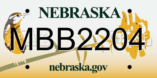MBB2204 Nebraska License Plate