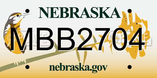 MBB2704 Nebraska License Plate