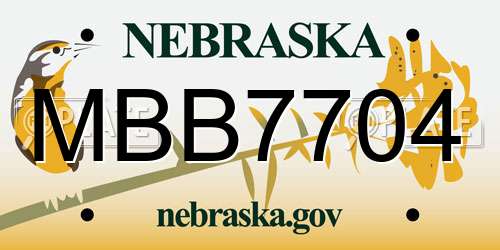 MBB7704 Nebraska License Plate