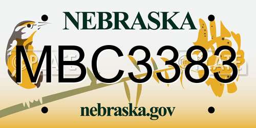 MBC3383 Nebraska License Plate