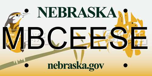 MBCEESE Nebraska License Plate
