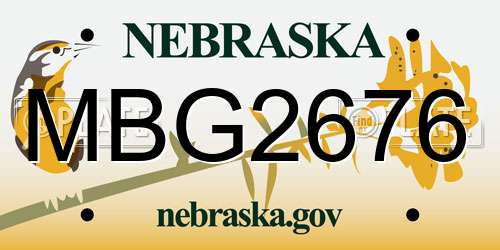 MBG2676 Nebraska License Plate