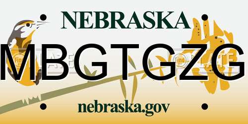 MBGTGZG Nebraska License Plate
