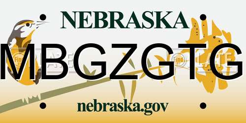 MBGZGTG Nebraska License Plate