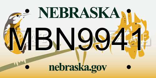 MBN9941 Nebraska License Plate