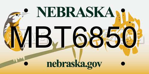 MBT6850 Nebraska License Plate