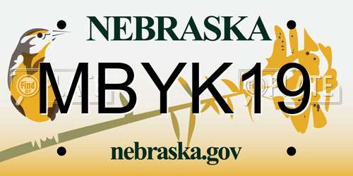 MBYK19 Nebraska License Plate