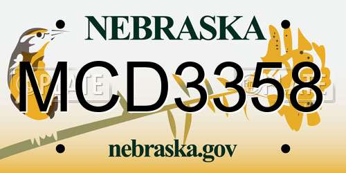 MCD3358 Nebraska License Plate