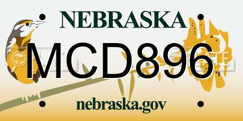 MCD896 Nebraska License Plate