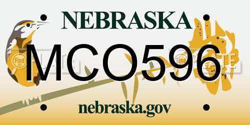 MCO596 Nebraska License Plate