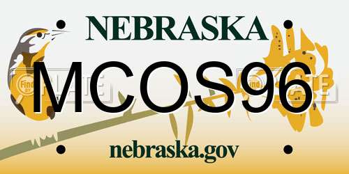MCOS96 Nebraska License Plate