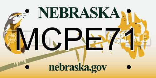 MCPE71 Nebraska License Plate