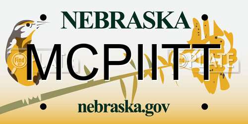 MCPIITT Nebraska License Plate