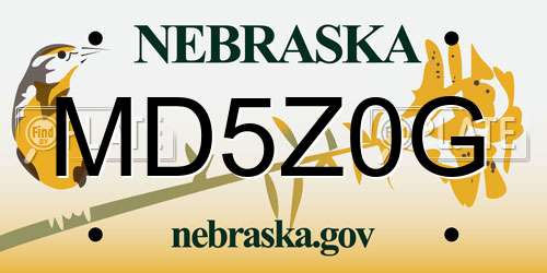 MD5Z0G Nebraska License Plate