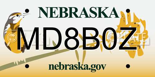 MD8B0Z Nebraska License Plate