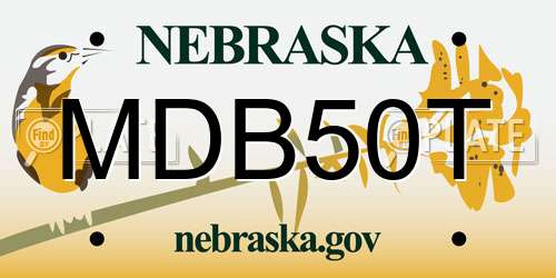 MDB50T Nebraska License Plate