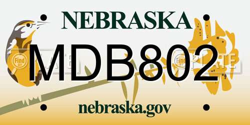 MDB802 Nebraska License Plate