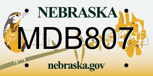 MDB807 Nebraska License Plate