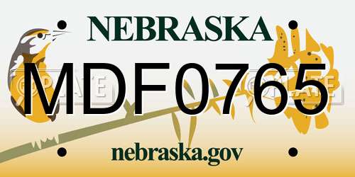 MDF0765 Nebraska License Plate
