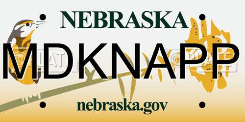MDKNAPP Nebraska License Plate