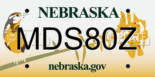 MDS80Z Nebraska License Plate