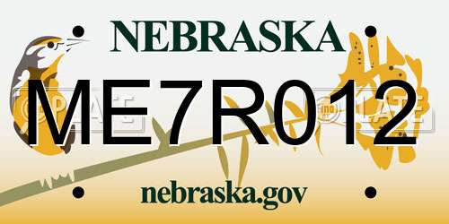 ME7R012 Nebraska License Plate
