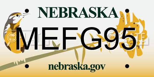 MEFG95 Nebraska License Plate