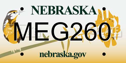 MEG260 Nebraska License Plate
