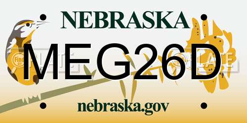MEG26D Nebraska License Plate