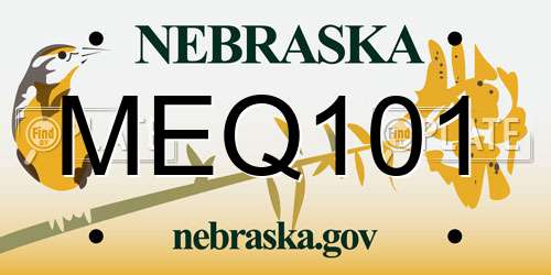 MEQ101 Nebraska License Plate