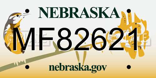 MF82621 Nebraska License Plate
