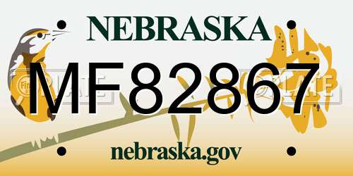 MF82867 Nebraska License Plate