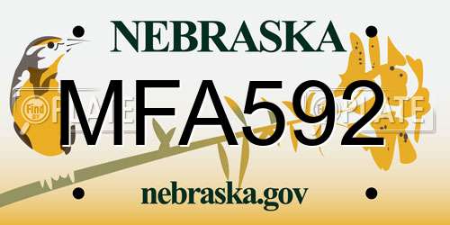 MFA592 Nebraska License Plate