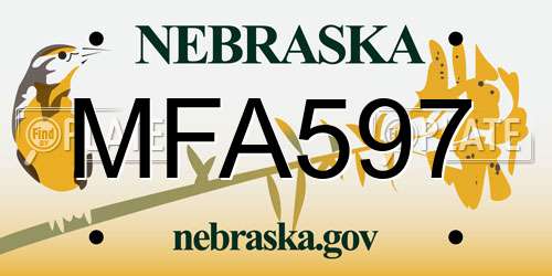 MFA597 Nebraska License Plate