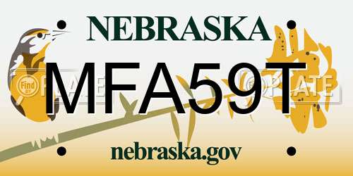 MFA59T Nebraska License Plate