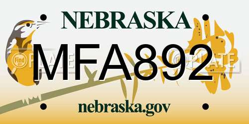 MFA892 Nebraska License Plate