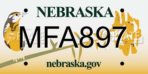 MFA897 Nebraska License Plate