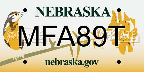 MFA89T Nebraska License Plate