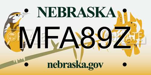 MFA89Z Nebraska License Plate