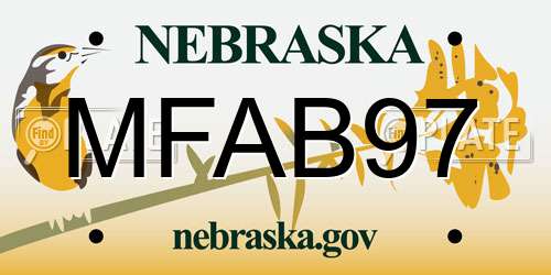 MFAB97 Nebraska License Plate