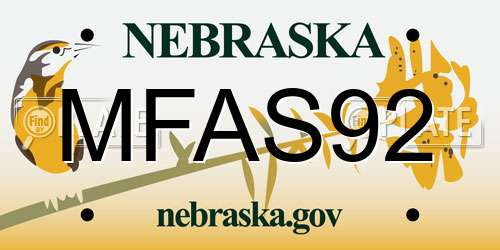 MFAS92 Nebraska License Plate