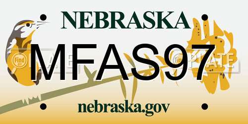 MFAS97 Nebraska License Plate