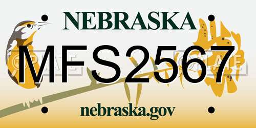 MFS2567 Nebraska License Plate