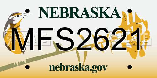 MFS2621 Nebraska License Plate