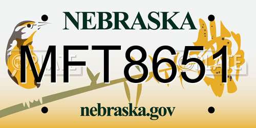 MFT8651 Nebraska License Plate